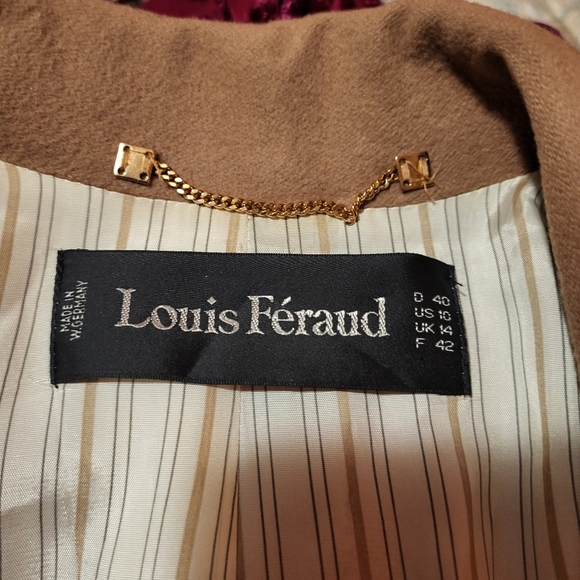 Vintage Louis Feraud Wool Cashmere Structured Camel Color Blazer Size 10 - Picture 5 of 6